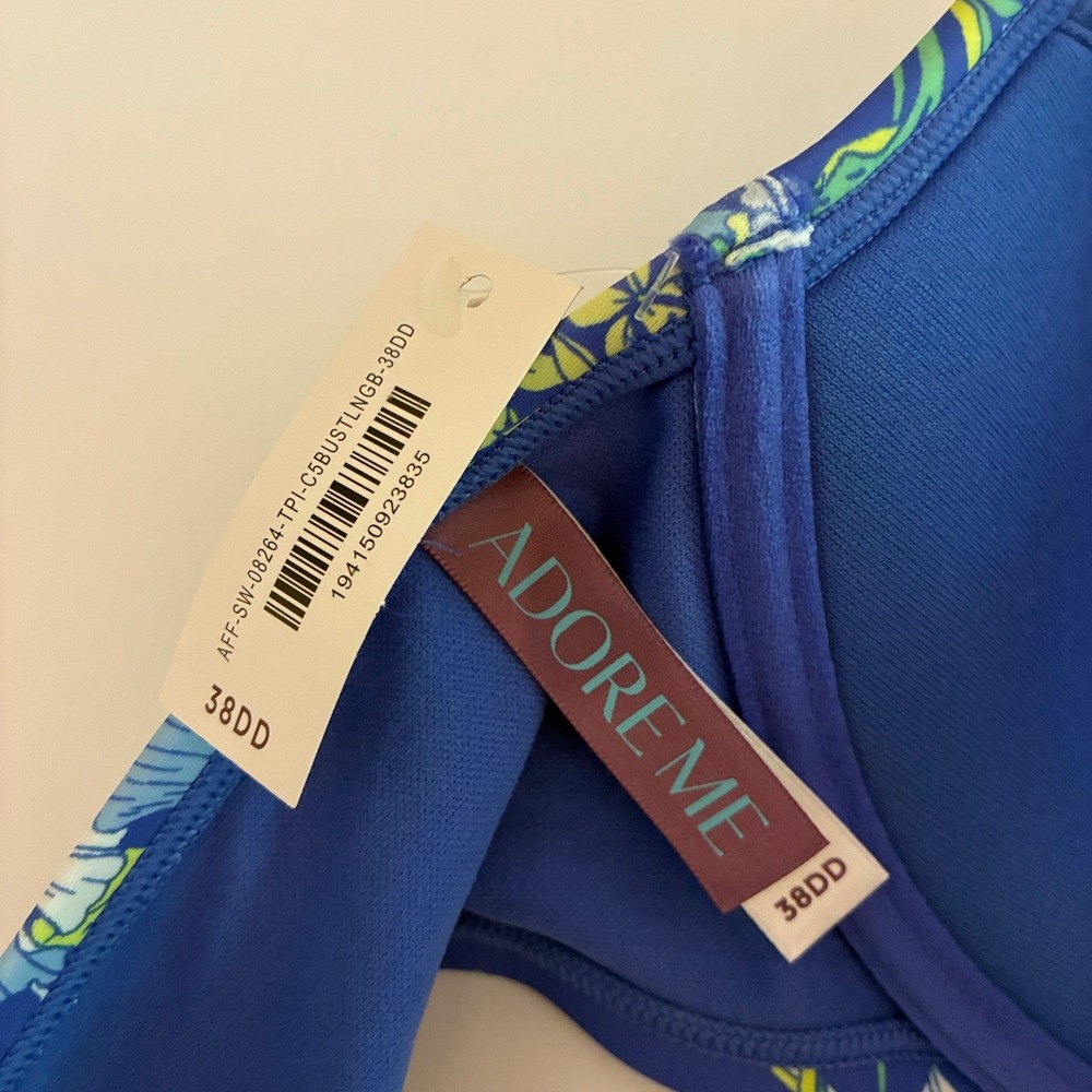 Adore Me Bikini XL NEW 38DD top 1X bottom Swimsuit two piece floral beach pool - Picture 6 of 7